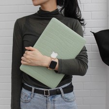 Elegant Green Crocodile PU Leather Case For Macbook Pro 14 16 Air 13 15 11 12 in picture