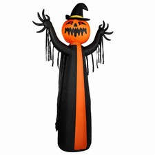 10ft Inflatable Halloween Decor With Rotatable Head Pumpkin Ghost In Cape, 6 Bui picture