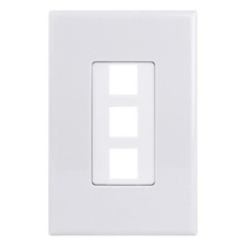 Construct Pro 3-Port Keystone Wall Plate with Screwless Face (White) picture