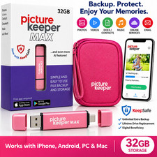 Picture Keeper MAX 32GB Photo Video Backup USB Drive Pink w/ Travel Case picture