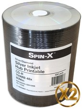 200-Pak Spin-X Silver Inkjet Hub Printable DIAMONDSILVER 48X 80-Min CD-R's picture