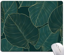Pad, Green Leaves Pad Rectangle Custom Designs, Waterproof Anti-Slip Mousepad... picture
