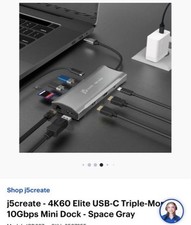 j5create USB-C 4K60 Triple Monitor Mini Dock HDMI DP RJ-45 Gray JCD397 picture