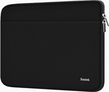 Durable Black Laptop Sleeve for 14 Inch Notebook, Shockproof Cover Bag with Pock picture
