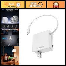 65W GaN Fast Charging Laptop Charger, Retractable USB-C Cable, 2 USB Ports picture