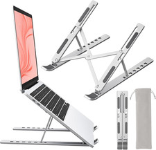 Aluminum Laptop Stand for Desk Foldable Adjustable Riser Silver 10-15.6 Inch picture