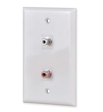 White 2Port RCA Wall Plate Removable Keystone Jack Stereo Speaker Insert picture