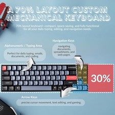 KEYCHRON K14 PRO WIRELESS CUSTOM MECHANICAL KEYBOARD,70% -  BLACK/GRAY/RED picture