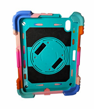 Rugged Shockproof Plastic Tablet Case w/ Hand Strap Stand Teal Pink Blue Orange picture
