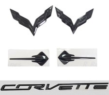 5PC 2014-2019 Corvette C7 Front & Rear &Stingray Cross Flags Emblem 3D Badge ... picture