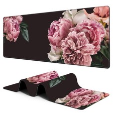 Large Pad Pink Peony Extended Gaming Mousepad Waterproof Desk Pad with Non-Sl... picture