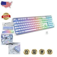 Cute Transparent Keyboard White Crystal - Rechargeable, RGB, Bluetooth, Portable picture