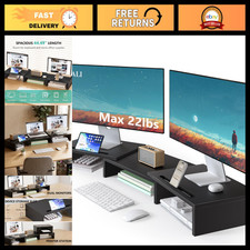 Extra Long Wooden Dual Monitor Stand Riser, 2 Slots, Supports Up to 22lbs picture