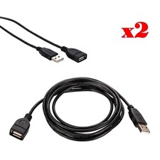 2-Pack - 6FT USB 2.0 Black Extension Cable AM-AF Data Transfer Wire EXT Cord picture