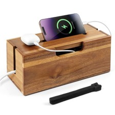 Acacia Cable Management Box Cord Hider Phone Stand 12 Inch For Power Strip picture