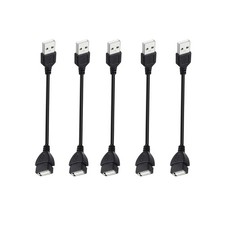 PDEEY Short USB Extension Cable 1ft 5 Pack Bulk, A 2.0 Male 1 foot, Black picture