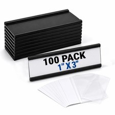 100 Pack Magnetic Label Holder 1x3 Inch - Magnetic Labels for Shelving, File ... picture