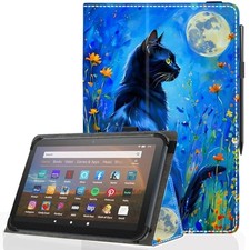 Universal 11 12 Inch Android Tablet Case - Slim Folding Stand Starry Sky Cat picture
