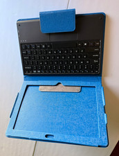 Universal Blue Faux Leather Keyboard Folio Case w/ Stand, Magnetic Closure picture