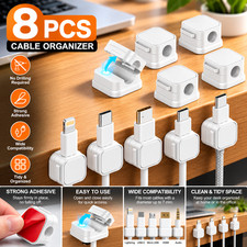 8x Self-Adhesive Cable Clips Cord Organizer Holder for Desk USB Charging Cables picture