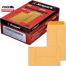500 PCS #7 Coin Envelopes 3.5 X 6.5 Inches Brown Kraft Envelopes Classic Small P picture