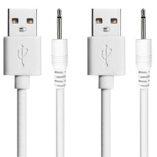 2-Pack 2.7ft Replacement DC Charging Cable USB to DC 2.5mm Fast Charge White picture