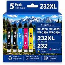 5 PACK 232XL Ink Replacement for Epson XP-4205 WF-2950 Printers picture
