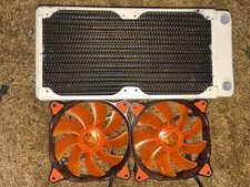 XSPC 240mm White Radiator w/ 2x 120mm Cougar Orange LED Fans picture
