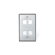 Leviton 43080-1S4 Stainless Steel Quickport Wallplate Single Gang 4-Port picture
