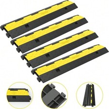 4 Pack Dual Channel Cable Protector Ramps with Hinged Yellow Covers picture
