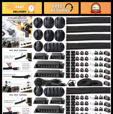 311Pcs Cable Management Organizer Kit - Sleeves, Clips, Ties & Wall Holders for picture