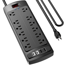 6 Ft Extension Cord Power Strip Teiobar Surge Protector 12 Ac Outlets And 4 Usb picture