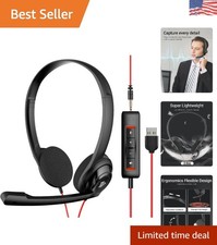 Comfortable HW02 USB Headset with Adjustable Microphone and Inline Controls picture