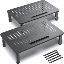 2 PCS Mesh Metal Monitor Stand Riser Hexagonal Steel AntiSkid Desktop Shelf picture