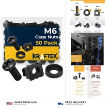 M6 Rack Screws Cage Nuts Washers 50 Pack Server Cabinet Mount Black Carbon Steel picture