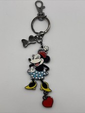 Disney Parks Retro Minnie Mouse Flair Metal Keychain Bag Charm picture