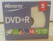 Memorex DVD+R 5 Pack 16X 4.7GB Recordable DVD's 120 Min Video picture