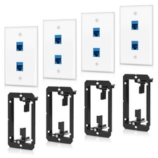 4 Pack Ethernet Wall Plate 2 Port Keystone Jack Blue Cat6 Rj45 Coupler Outlet Co picture