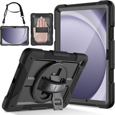 Funda a prueba de golpes para Galaxy Tab A9 Plus con soporte giratorio, negro picture