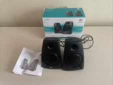 Logitech Z130 Compact 2.0 Stereo Speakers 3.5mm Jack Black w/ Box Manual picture