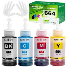 4 PCS 664 Ink Refill Bottles Compatible For ET2650 ET2500 ET2550 Printers picture