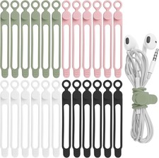 24Pcs Silicone Cable Ties, Cord Organizer Cable Management Multi-Color picture
