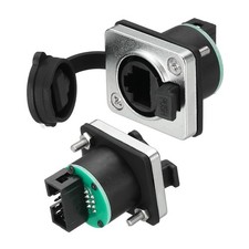 2Pcs RJ45 Simple Right Angle Panel Mount Coupler 8 Pin Silver picture