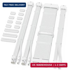 White 16AWG PSU Cable Extension Kit,24/8Pin,Pre-Install Combs picture