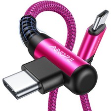 AINOPE USB C Cable 60W 2-Pack 6.6ft Nylon Braided C 6.6FT+6.6FT, Rose red  picture