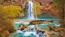 Landscape nature waterfall fall plants water Custom Gaming Mat Desk picture