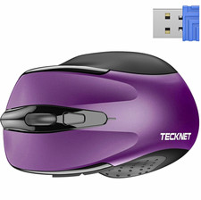 TeckNet Wireless Ergonomic Mouse with Scroll Wheel, USB, Purple/Black picture