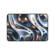 Metallic Liquid Swirl Desk Mat | Abstract Iridescent Office Mousepad picture