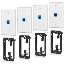 4 Pack Ethernet Wall Plate 1 Port Keystone Jack Blue Cat6 RJ45 Coupler Outlet Co picture