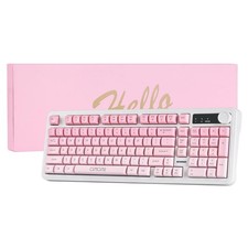Pink Gradient Wireless LED Keyboard For Women Cute Gaming Gift picture